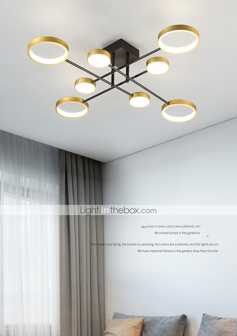 6/8 голов светодиодный потолочный светильник современный черный золотой скандинавский круг дизайн спутник металлическая окрашенная отделка 110-120 в 220-240 в 2026 - $169.99 –P3