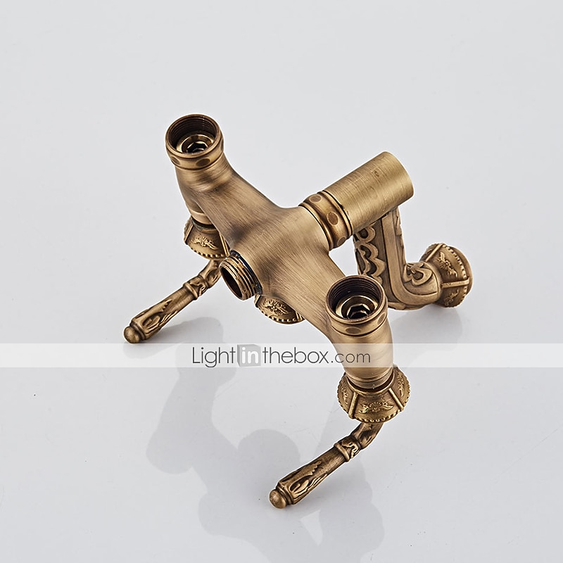 Shower Faucet Set - Handshower Included pullout Vintage Style / Country Antique Brass Mount Outside Ceramic Valve Bath Shower Mixer Taps 2025 - $226.79 –P5