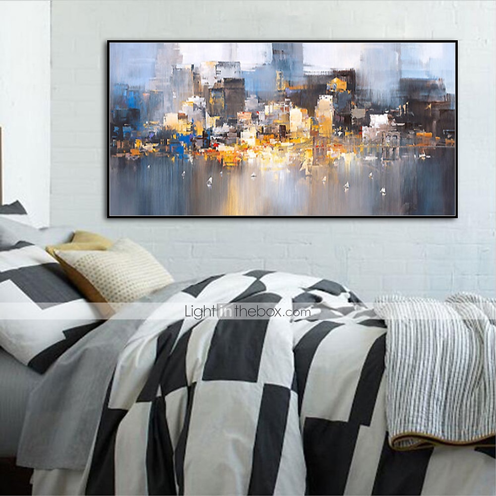 картина маслом ручная роспись стены искусство абстрактный городской пейзаж горизонт домашний декор декор свернутый холст без рамы не растянутый 2025 - $89.99 –P4