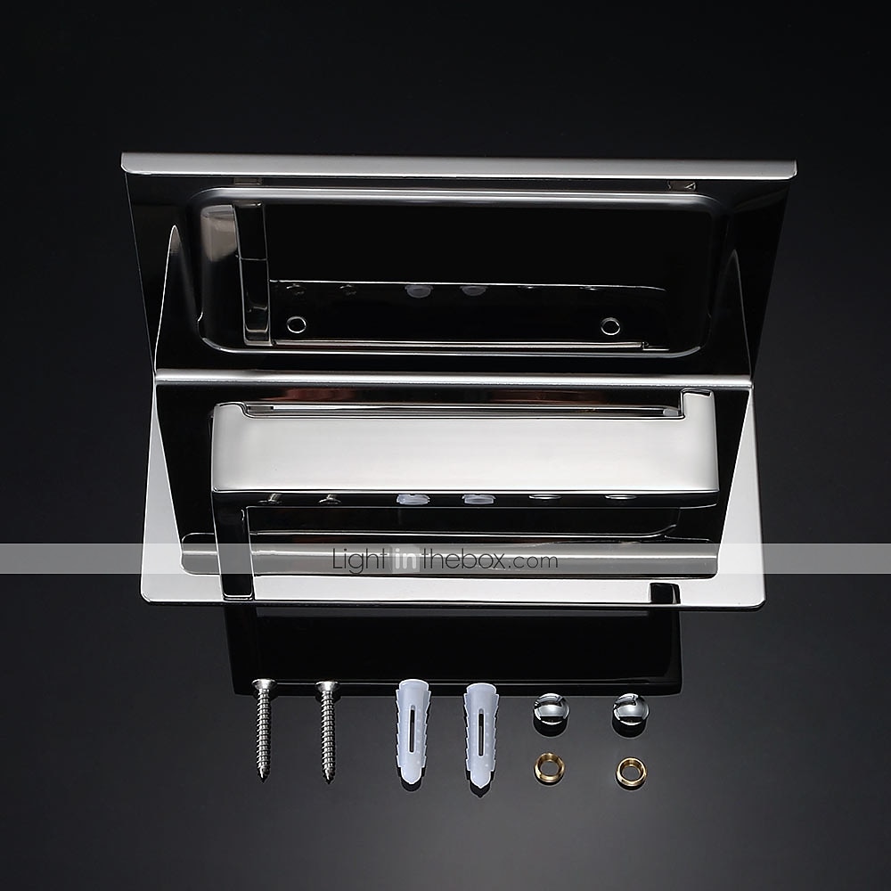 accessorio bagno porta accappatoio, portasalviette, portasciugamani, porta carta igienica in acciaio inox con ripiano portacellulare argento lucido a specchio del 2025 a $27.99 –P10