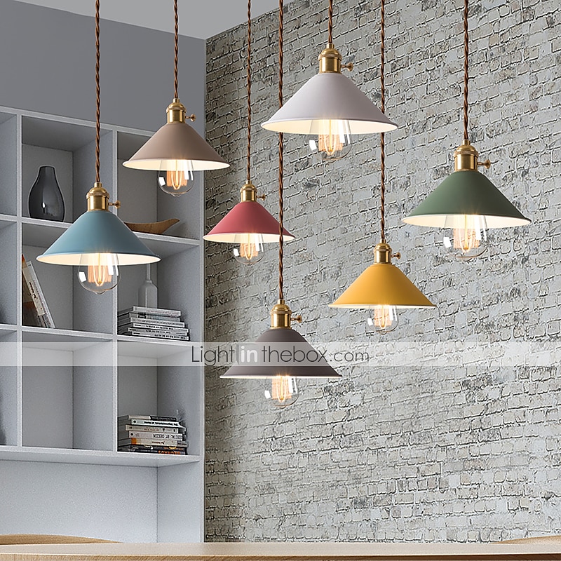 22 cm led hanglamp modern nordic enkel ontwerp wit geel groen grijs blauw roze metaal geverfde afwerkingen 110-120v 220-240v 2025 - $84.99 –P1