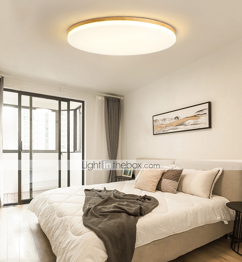 26/38/48 cm LED Ceiling Light Nordic Wood Round Design Flush Mount Lights Nature Inspired 110-120V 220-240V 2025 - $105.99 –P16