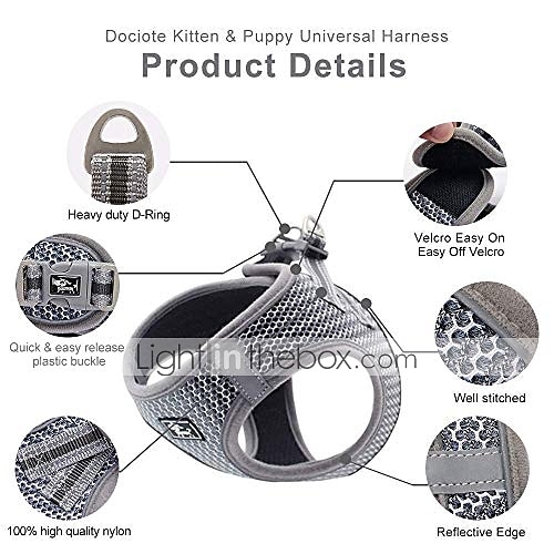 hondentuig zonder trekhaak kleine honden, zachte mesh reflecterende ademende instaphond kat harnas en riem set voor puppy kat huisdier vest met riem verstelbaar voor buiten wandelen, training xs 2025 - $18.49 –P8
