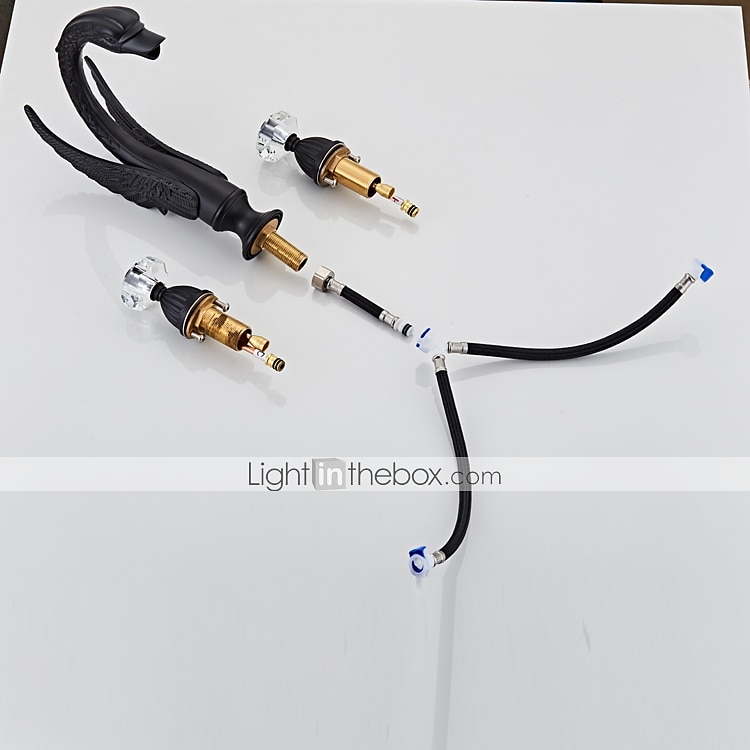 weit verbreitete waschtischmischbatterie, 2 griff 3 löcher waschtischarmaturen schwan edle luxus goldene und ölgeriebene bronze badarmaturen 2025 - $372.59 –P7
