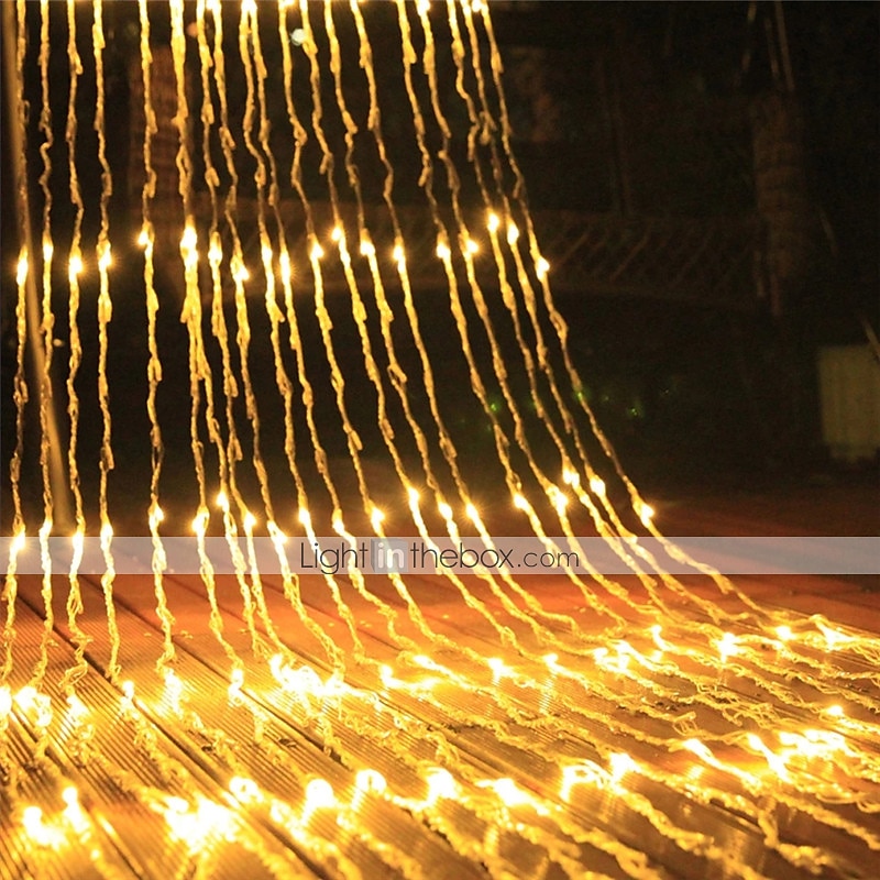 1x 3x3m ip44 fossefallsgardin led fairy string lys krans vannstrøm meteordusj regnlys for vindu istap fargerik dekorbelysning ac110v 120v 220v 230v 240v eu us plugg 2025 - $66.99 –P9