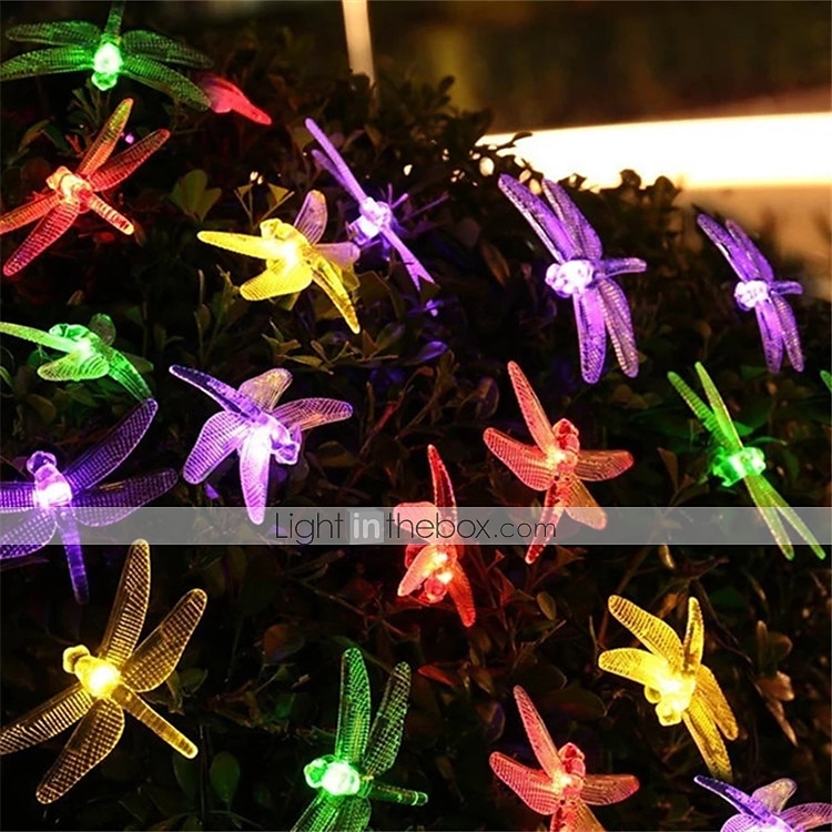 Dragonfly Solar String Lights Outdoor 6.5M 30LEDs Waterproof Solar Fairy Lights 8 Modes Decorative Lights for Patio Garden Yard Fence Wedding Christmas Party Warm White RGB Multicolor 2025 - $33.99 –P6