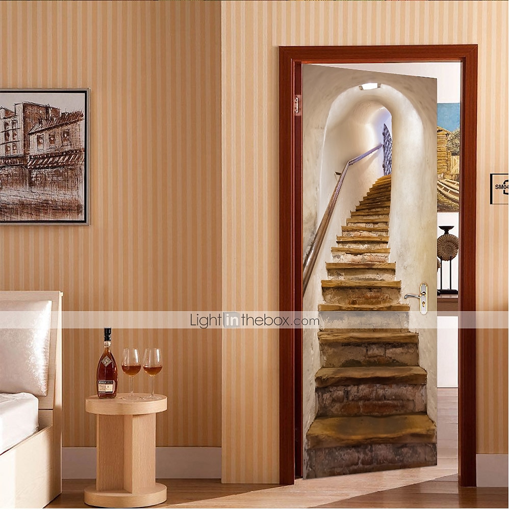 Autocolante 3d Autocolante creative auto-adezive pentru uși Decorarea sufrageriei Autocolante de perete impermeabile pentru casa Autocolante de perete pentru dormitor living 77*200cm 2025 - $26.99 –P3