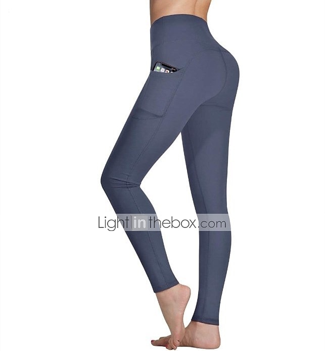 Women's Tights Leggings Dark Gray Navy Blue Black Mid Waist Basic Sports  Yoga Fitness Gym Micro-elastic Ankle-Length Tummy Control Solid Colored XS  S M L XL / Plus Size / Skinny 2024 - $23.99