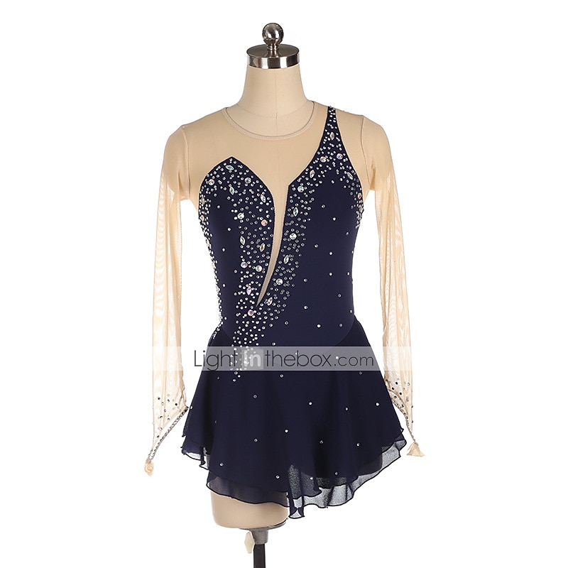 Kunstschaatsjurk Dames Voor meisjes Schaatsen Jurken Zwart Geel Roze Netstof Spandex Hoge Elasticiteit Opleiding Wedstrijd Kunstschaatskleding Kristal / Bergkristal Lange mouw Schaatsen Kunstschaatsen 2026 - $112.99 –P9