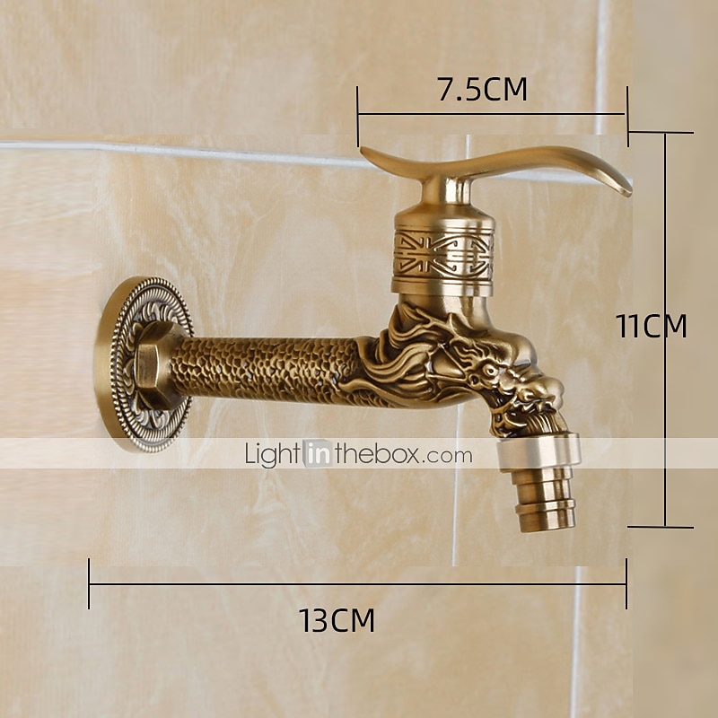 Outdoor Faucet,Single Handle Bathroom Faucet Goldon Dragon Head Wall Mounted One Hole Retro Brass Faucet Body With Cold Water Only 2026 - $40.99 –P3