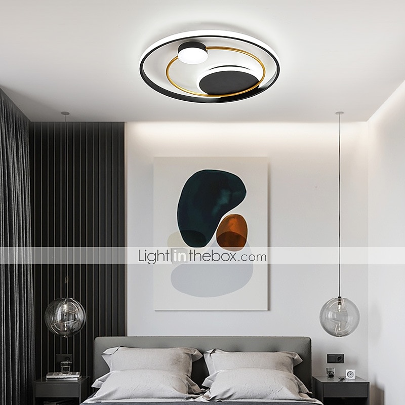 ledet taklampe 42cm 52cm nordisk kunst akryl ledet soverom taklampe gull svart sirkulær multi sirkel led taklampe luksus ac220v 2025 - $211.69 –P2