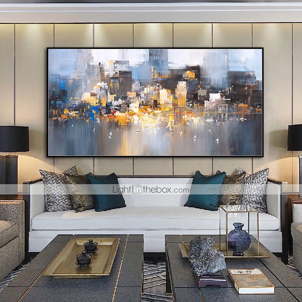 картина маслом ручная роспись стены искусство абстрактный городской пейзаж горизонт домашний декор декор свернутый холст без рамы не растянутый 2025 - $89.99 –P2