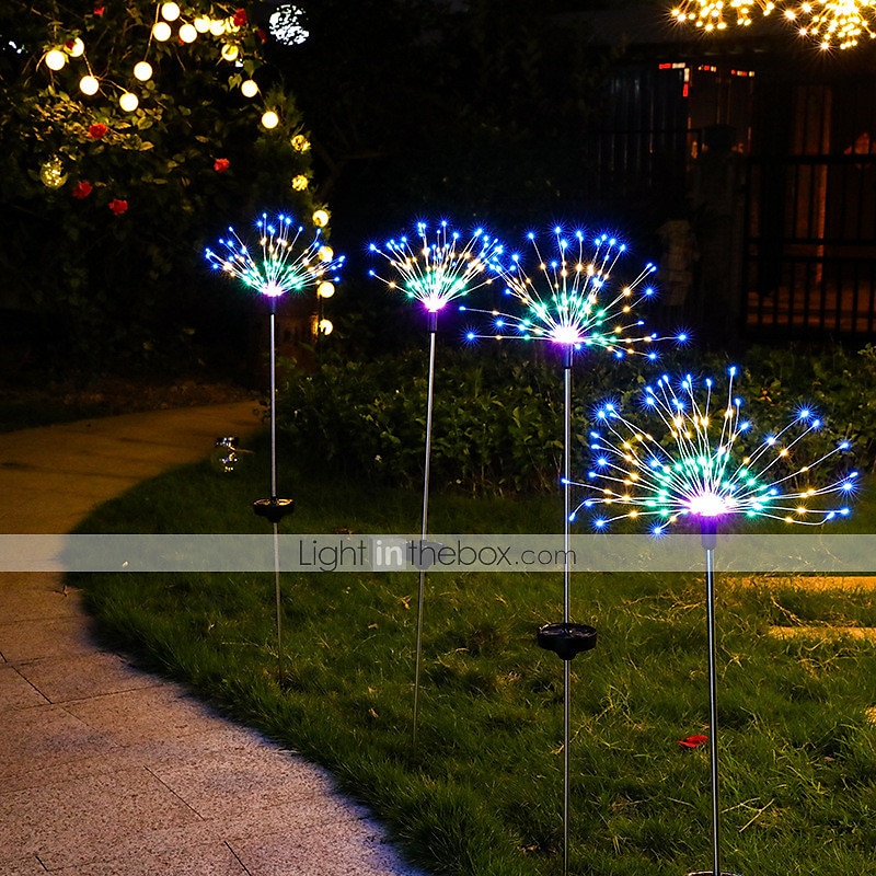 lumini solare pentru căi de artificii în aer liber 2x 1x lumini cu led pe țăruș pentru pasarelă grădină curte decor peisaj 120 led-uri zâne lumină de Crăciun pentru grădină stradă curte gazon 2025 - $15.99 -P11