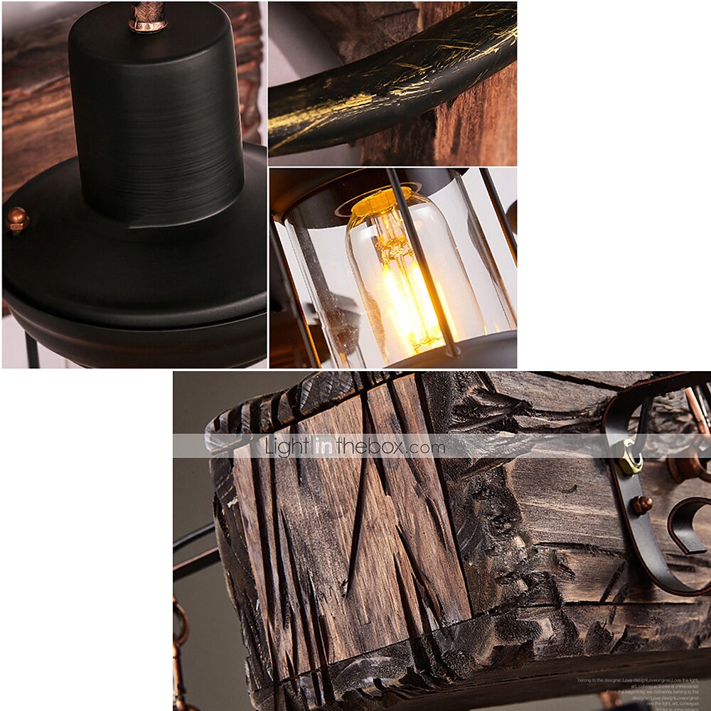 55cm led lung retro bandă candelabru din lemn cu sticlă umbră funie 6 capete pandantiv lumini albe calde corp de iluminat decorativ retro rustic antic plafon ac110v ac220v 2025 - $449.99 –P2
