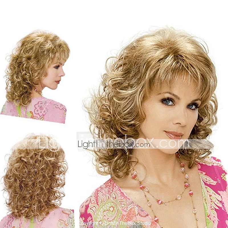 Synthetic Wig Hathaway Middle Part Wig Blonde Golden Curly Wig