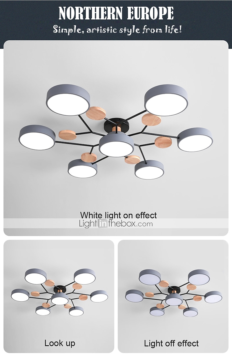4/6/7 head macarone led потолочный светильник зеленый серый белый северный стиль регулируемый свет потолочный светильник простой журнал спальня лампа ac220v 2025 - $261.29 –P2