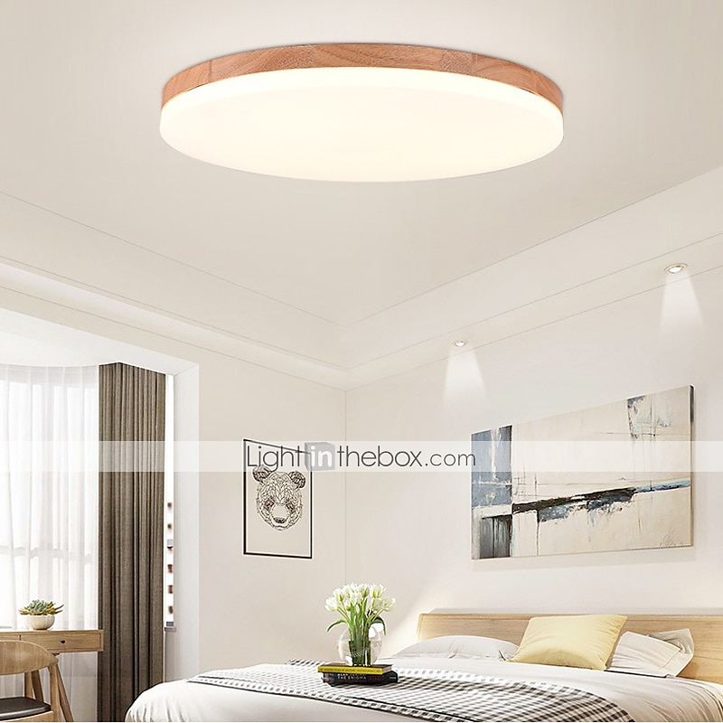 26/38/48 cm LED Ceiling Light Nordic Wood Round Design Flush Mount Lights Nature Inspired 110-120V 220-240V 2025 - $105.99 –P12