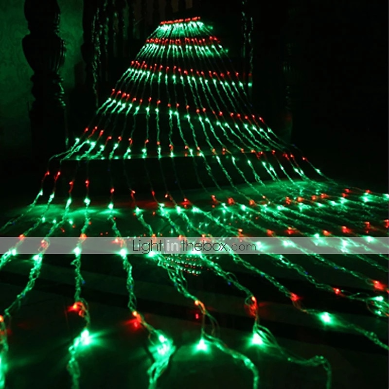 1x 3x3m ip44 fossefallsgardin led fairy string lys krans vannstrøm meteordusj regnlys for vindu istap fargerik dekorbelysning ac110v 120v 220v 230v 240v eu us plugg 2025 - $66.99 –P2