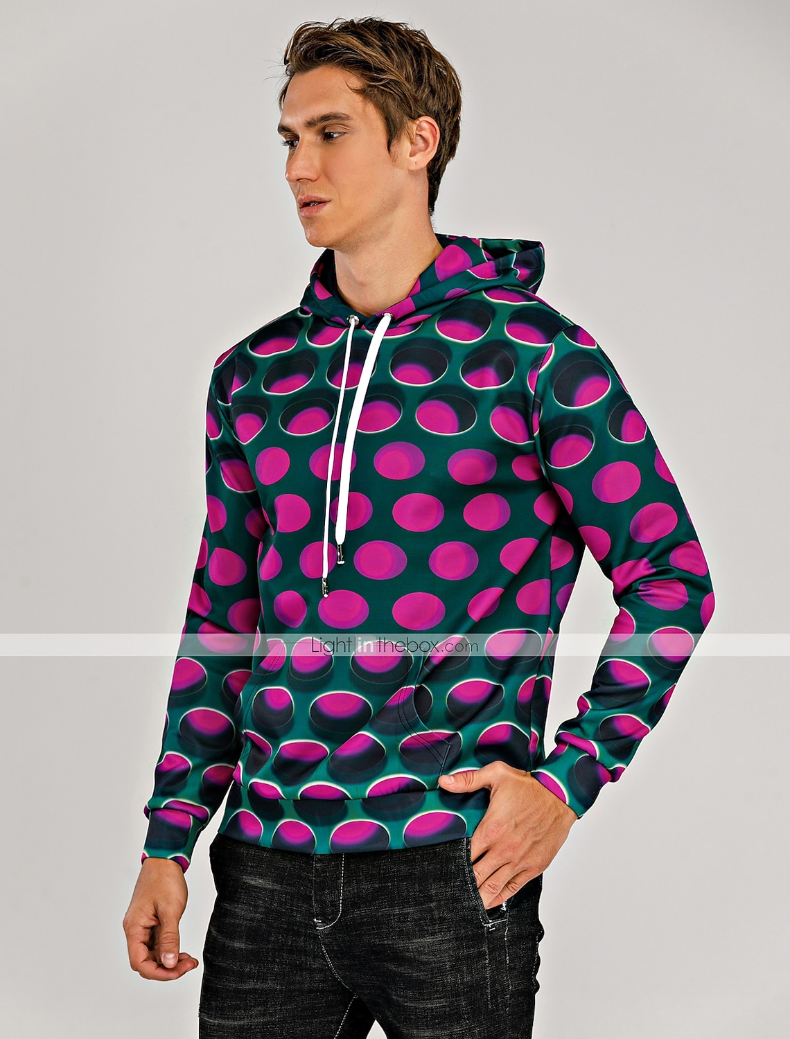 Homens Geométrica 3D Moletom Moletons Designer Básico Manga Longa Com Capuz Vermelho Azul Outono Designer de 2025 por $29.99 –P2