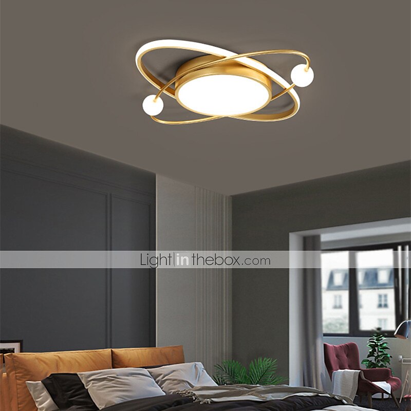 50/60 cm ledet taklampe gull planet design moderne geometriske former innfelt lys metallmalte overflater juledekorasjon 110-120v 220-240v 2025 - $245.09 –P4