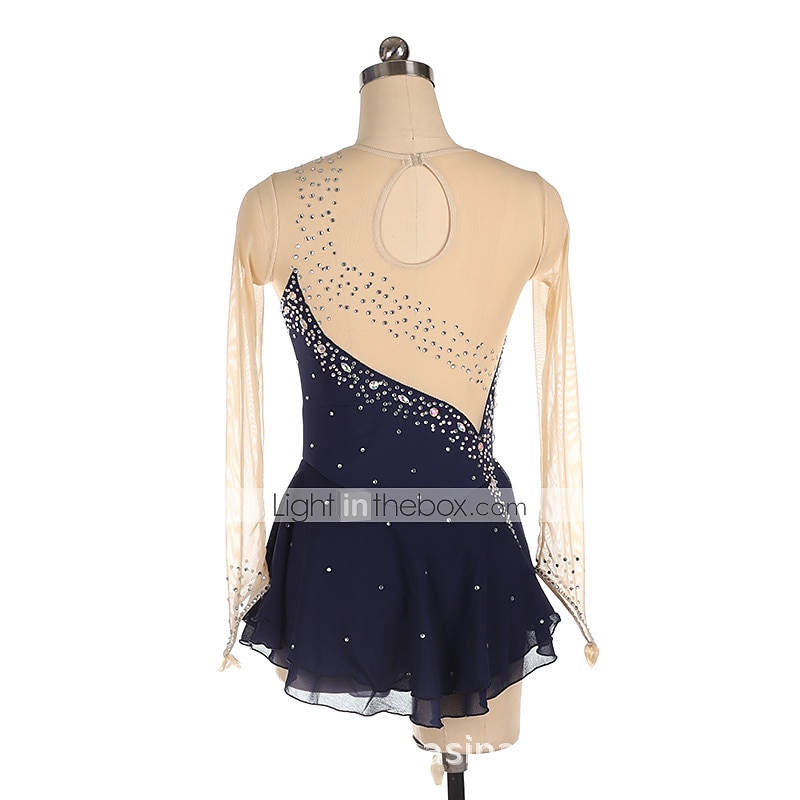 Kunstschaatsjurk Dames Voor meisjes Schaatsen Jurken Zwart Geel Roze Netstof Spandex Hoge Elasticiteit Opleiding Wedstrijd Kunstschaatskleding Kristal / Bergkristal Lange mouw Schaatsen Kunstschaatsen 2026 - $112.99 –P10