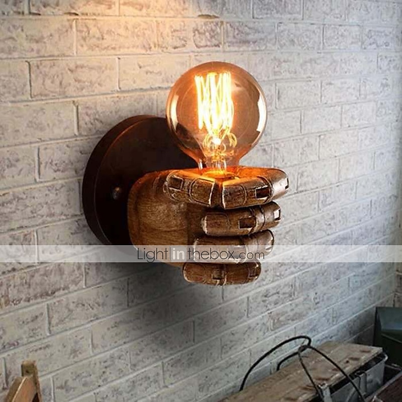 lightinthebox antikk harpiks knyttneve vegglampe europeisk bar restaurant kafé dekorativ vegglampe venstre hånd høyre vegglampe juledekorasjon ac110v ac220v 2025 - $70.99 –P1