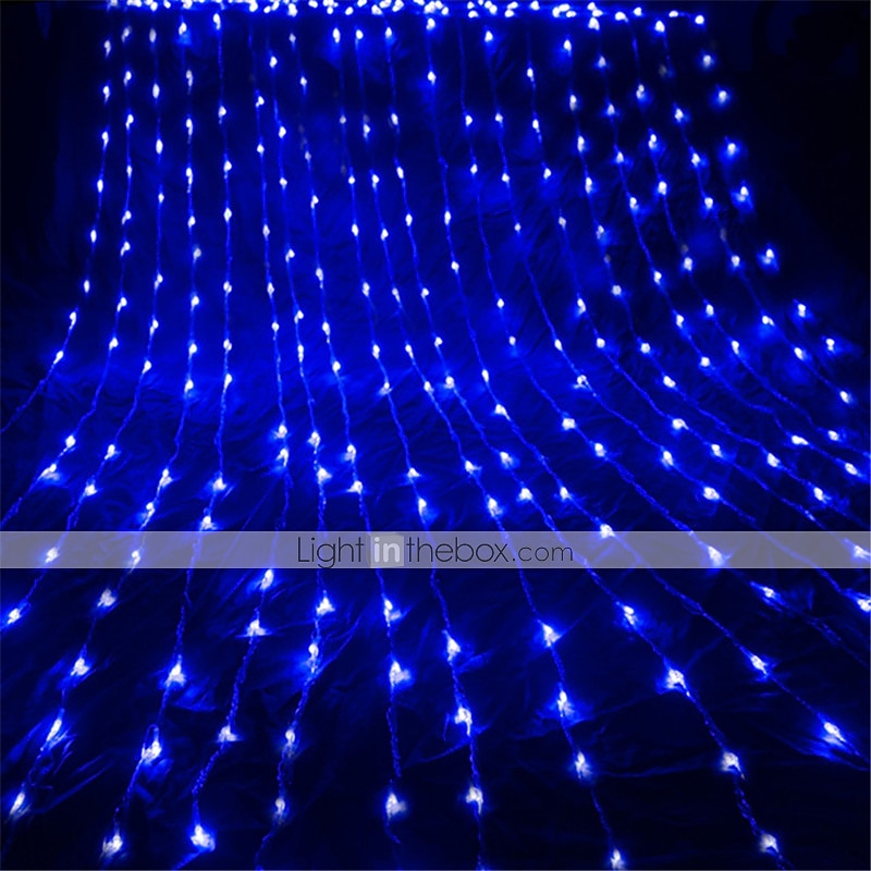 1x 3x3m ip44 fossefallsgardin led fairy string lys krans vannstrøm meteordusj regnlys for vindu istap fargerik dekorbelysning ac110v 120v 220v 230v 240v eu us plugg 2025 - $66.99 –P8