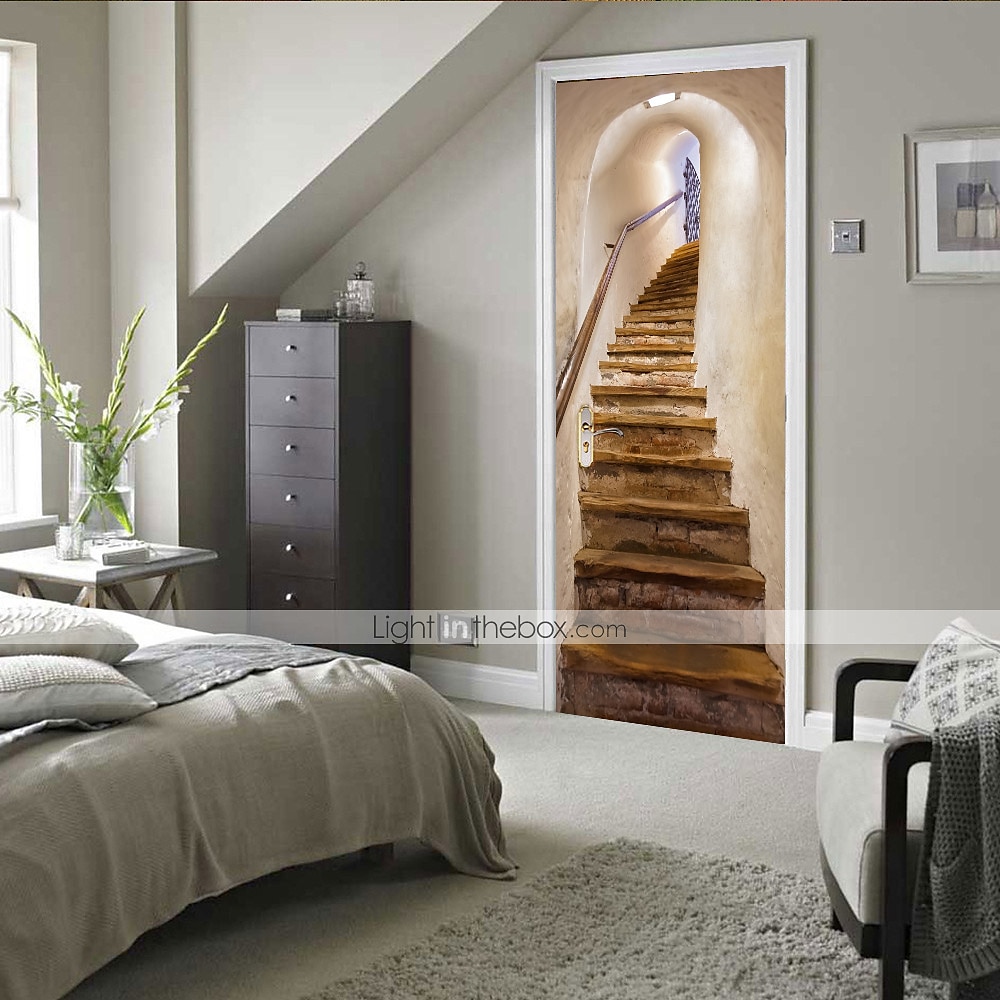 Autocolante 3d Autocolante creative auto-adezive pentru uși Decorarea sufrageriei Autocolante de perete impermeabile pentru casa Autocolante de perete pentru dormitor living 77*200cm 2025 - $26.99 –P2