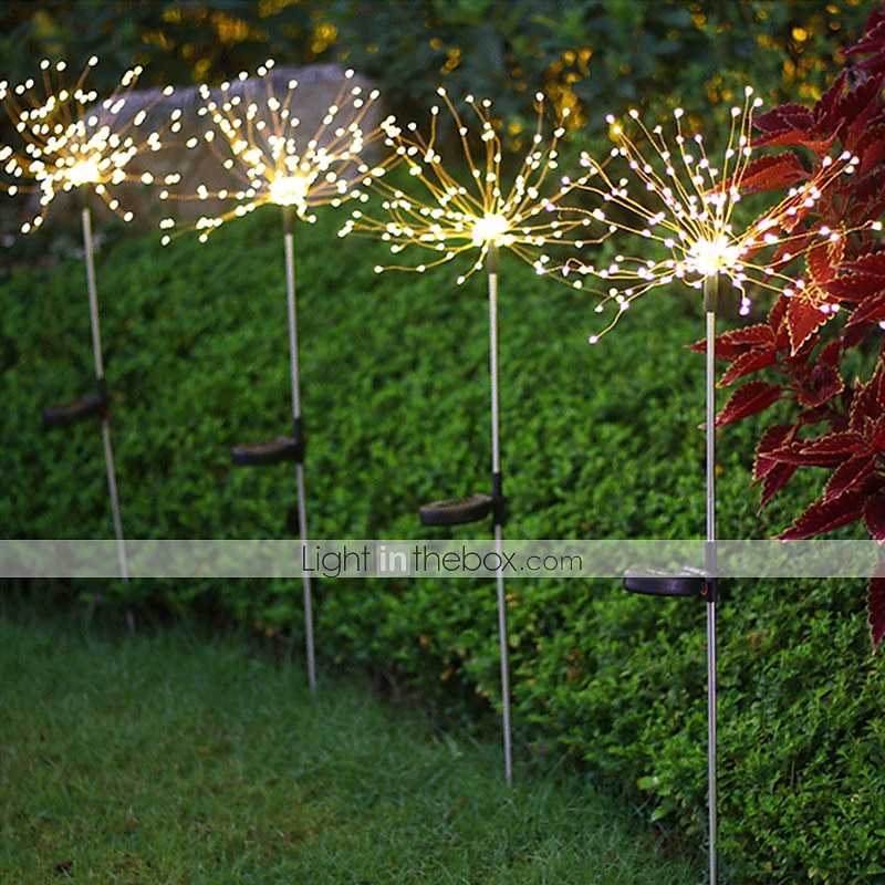 lumini solare pentru căi de artificii în aer liber 2x 1x lumini cu led pe țăruș pentru pasarelă grădină curte decor peisaj 120 led-uri zâne lumină de Crăciun pentru grădină stradă curte gazon 2025 - $15.99 -P6