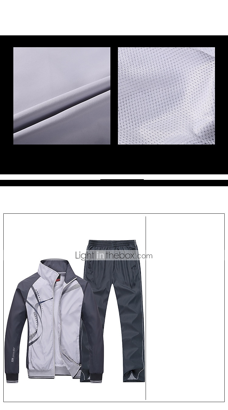 Voor heren Trainingspak sweatsuit 2-stuks Volledige ritssluiting Straat Lente Lange mouw Opstaand waterdicht Winddicht Ademend Hardlopen Wandelen Joggen Sportkleding Sportkleding Gestreept Zwart Wit 2025 - $44.99 –P1