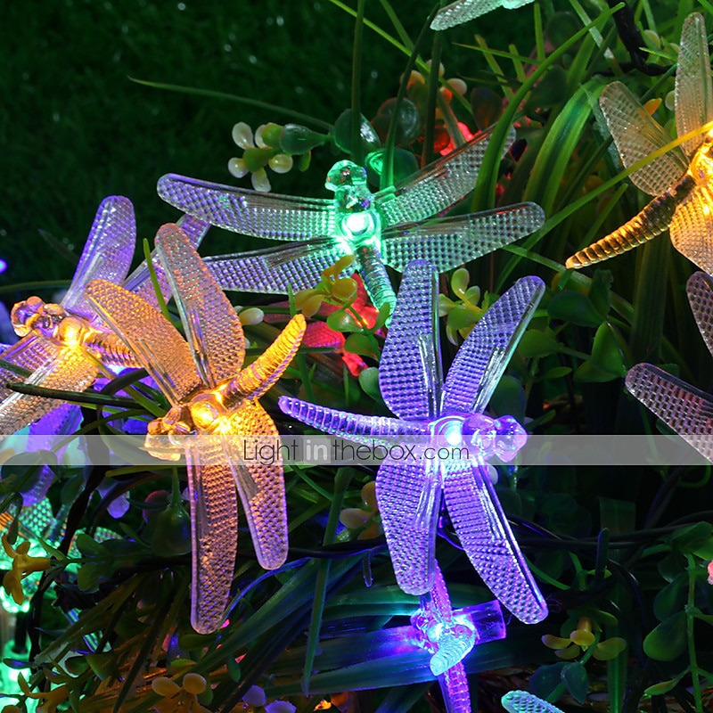 Dragonfly Solar String Lights Outdoor 6.5M 30LEDs Waterproof Solar Fairy Lights 8 Modes Decorative Lights for Patio Garden Yard Fence Wedding Christmas Party Warm White RGB Multicolor 2025 - $33.99 –P7