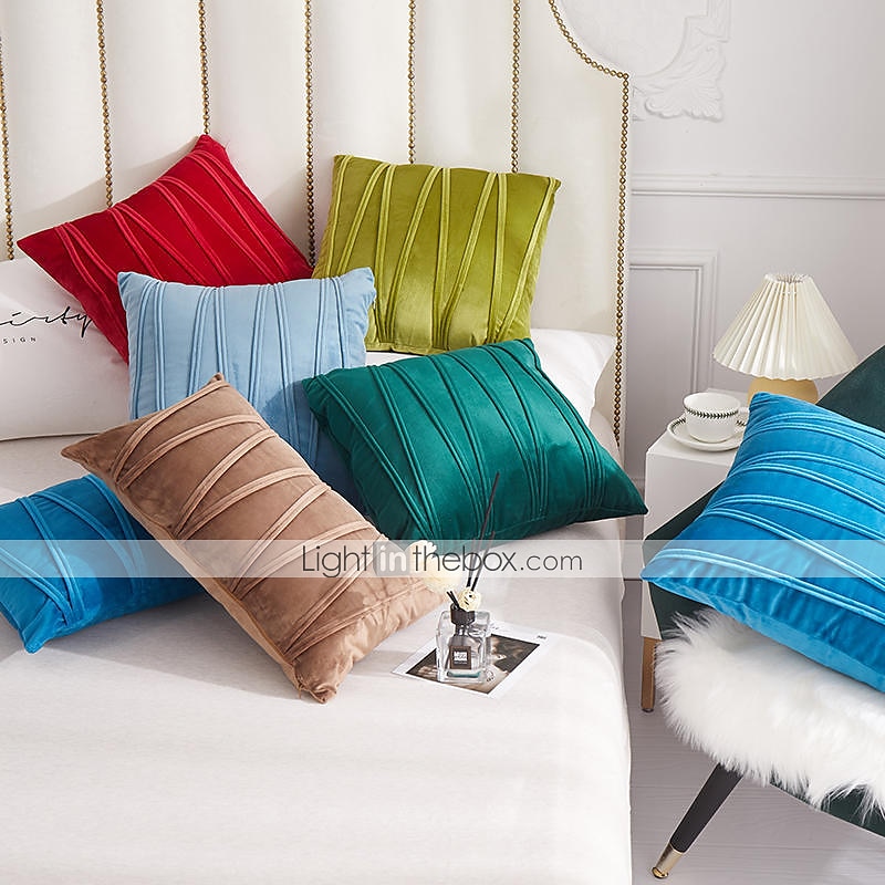 Decorative Toss Pillows Velvet Cover for Pillows Pillow Case Cover Home office Pillow Case Cover Modern Sample Room Cushion Cover Outdoor Cushion for Sofa Couch Bed Chair Pink Blue Sage Green Purple 2025 - $18.99 –P19