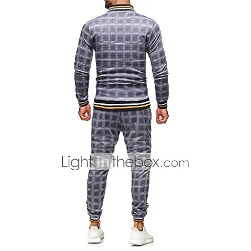 conjuntos de roupas esportivas masculinas - agasalho de inverno clássico xadrez de manga comprida - jaqueta de moletom com zíper completo com calças para homens - roupas esportivas elegantes para ginástica masculina - presentes de natal para homens de 2025 por $49.99 –P6