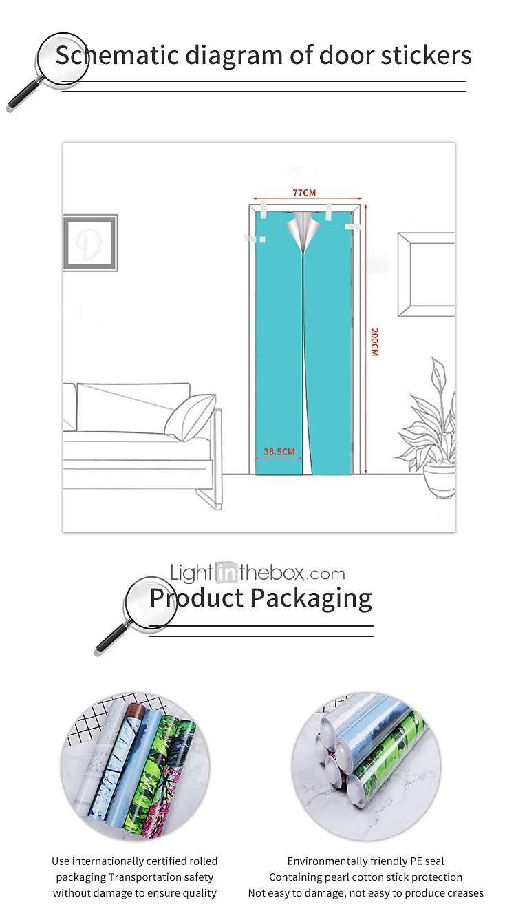 Autocolante 3d Autocolante creative auto-adezive pentru uși Decorarea sufrageriei Autocolante de perete impermeabile pentru casa Autocolante de perete pentru dormitor living 77*200cm 2025 - $26.99 –P12