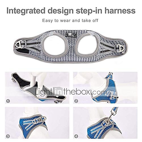 hondentuig zonder trekhaak kleine honden, zachte mesh reflecterende ademende instaphond kat harnas en riem set voor puppy kat huisdier vest met riem verstelbaar voor buiten wandelen, training xs 2025 - $18.49 –P5