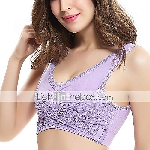 Sujetadores deportivos de encaje de gran tamaño para mujer, sujetador sin aros con hebillas laterales cruzadas en la parte delantera, ropa deportiva para hacer yoga y hacer ejercicio en casa 2025 - $11.49 –P5