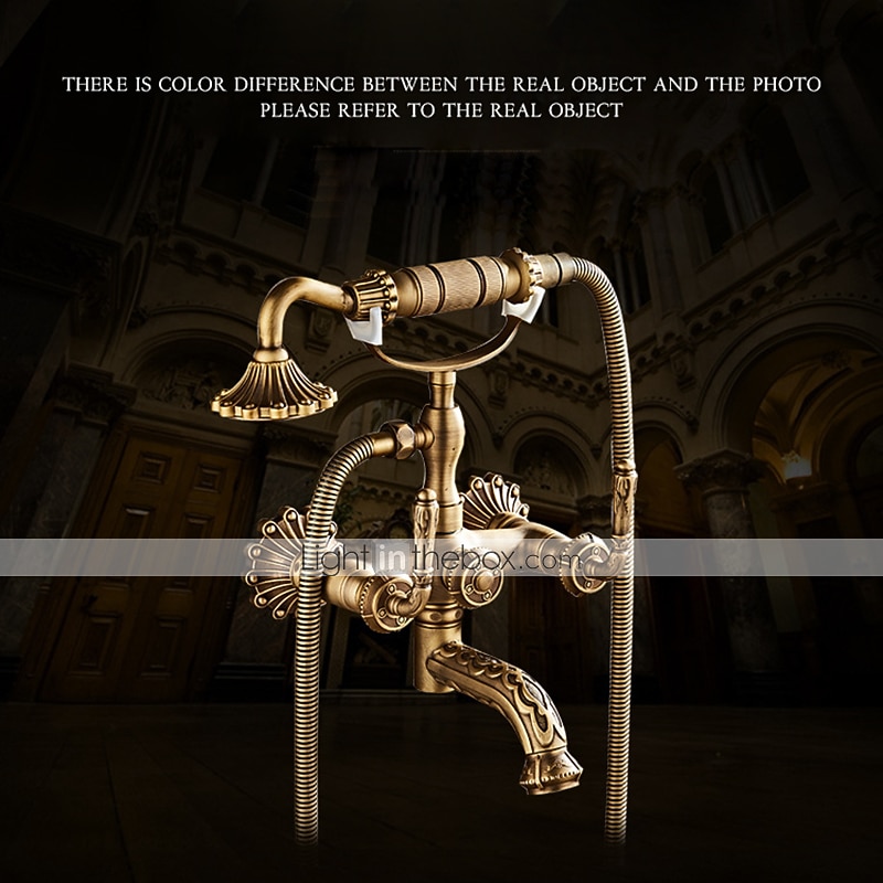 Shower Faucet Set - Handshower Included pullout Vintage Style / Country Antique Brass Mount Outside Ceramic Valve Bath Shower Mixer Taps 2025 - $226.79 –P1