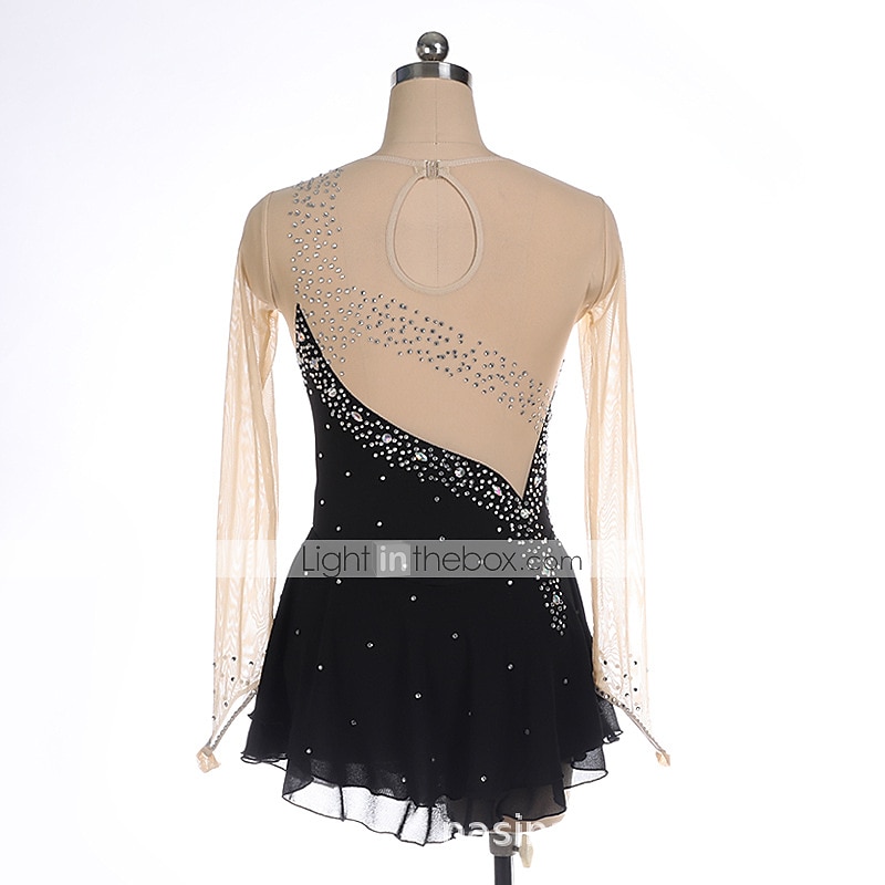 Kunstschaatsjurk Dames Voor meisjes Schaatsen Jurken Zwart Geel Roze Netstof Spandex Hoge Elasticiteit Opleiding Wedstrijd Kunstschaatskleding Kristal / Bergkristal Lange mouw Schaatsen Kunstschaatsen 2026 - $112.99 –P2