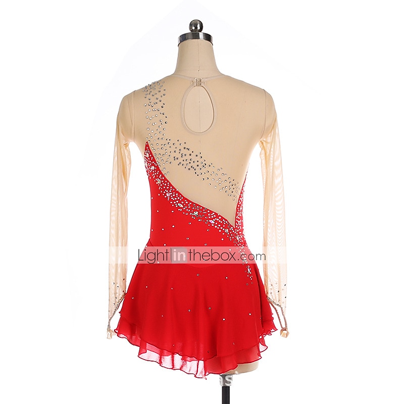 Kunstschaatsjurk Dames Voor meisjes Schaatsen Jurken Zwart Geel Roze Netstof Spandex Hoge Elasticiteit Opleiding Wedstrijd Kunstschaatskleding Kristal / Bergkristal Lange mouw Schaatsen Kunstschaatsen 2026 - $112.99 –P16