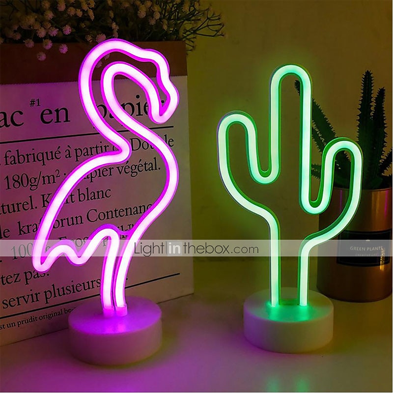 Flamingo Coconut Tree Cactus Decoration Light Night Light New Year's Xmas Decoration AA Batteries Powered USB 1pc 2025 - $35.99 –P1