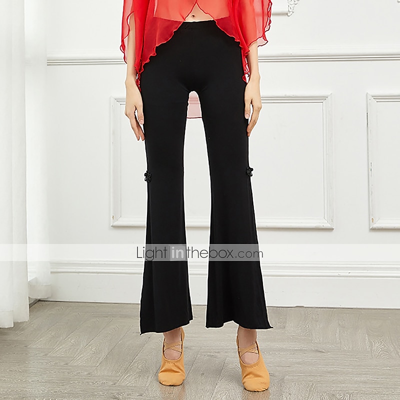 رقص الصالة بنطلونات منفصل لون واحد نسائي التدريب أداء بدون كم ارتفاع متوسط مودال 2026 - $21.99 –P1