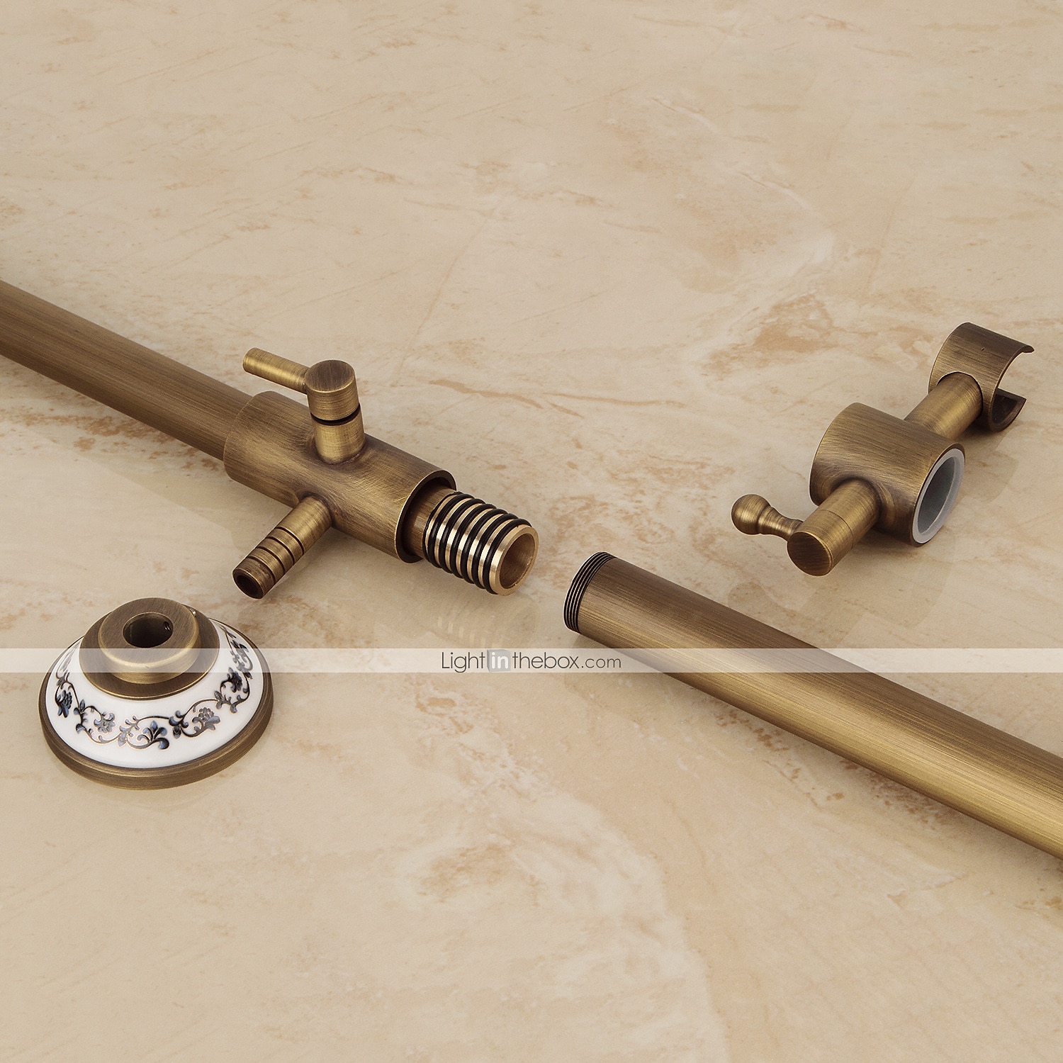 Duscharmatur, Duschsystem-Set – Handbrause inklusive ausziehbarem Wasserfall im Vintage-Stil / Country Antik-Messing-Halterung außen Keramikventil Wannendusche Mischbatterien 2025 - $315.89 –P8