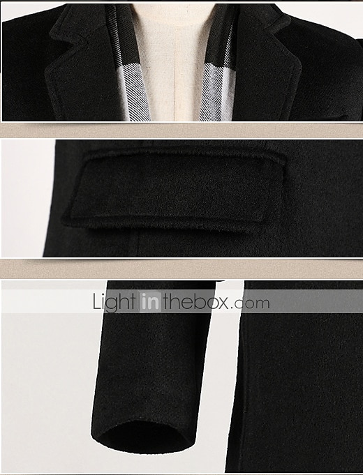 Men's Winter Coat Wool Coat Overcoat Outdoor Work Fall & Winter Wool Outerwear Clothing Apparel Basic Solid Colored Shirt Collar Single Breasted 2025 - $113.99 –P6