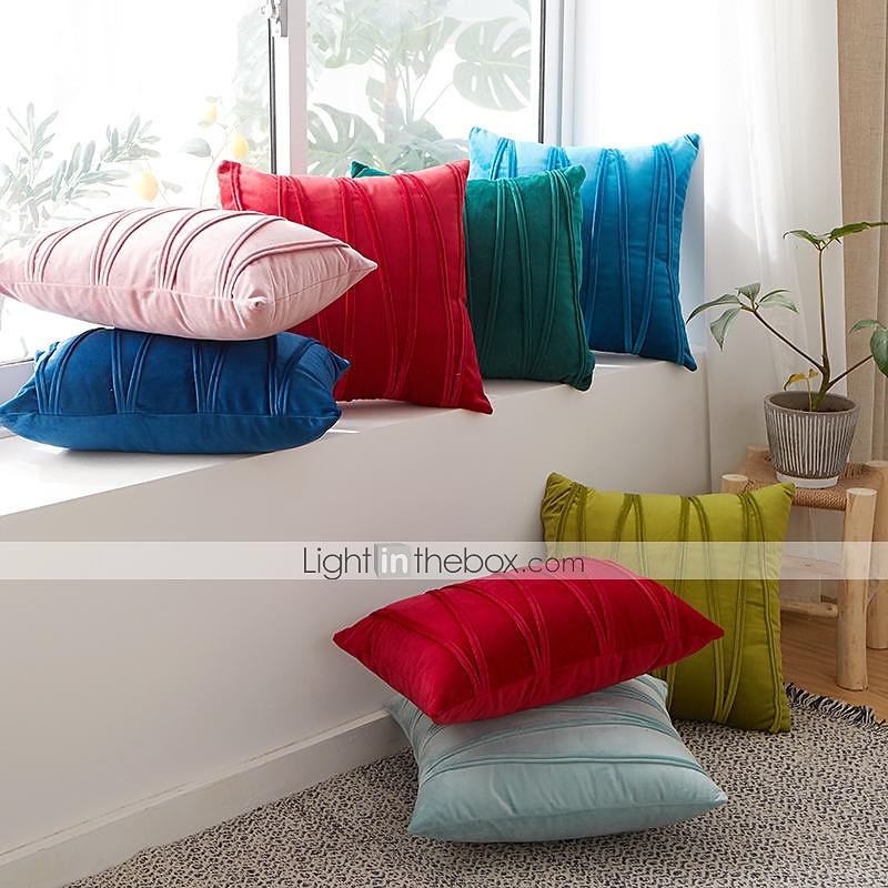 Decorative Toss Pillows Velvet Cover for Pillows Pillow Case Cover Home office Pillow Case Cover Modern Sample Room Cushion Cover Outdoor Cushion for Sofa Couch Bed Chair Pink Blue Sage Green Purple 2025 - $18.99 –P16