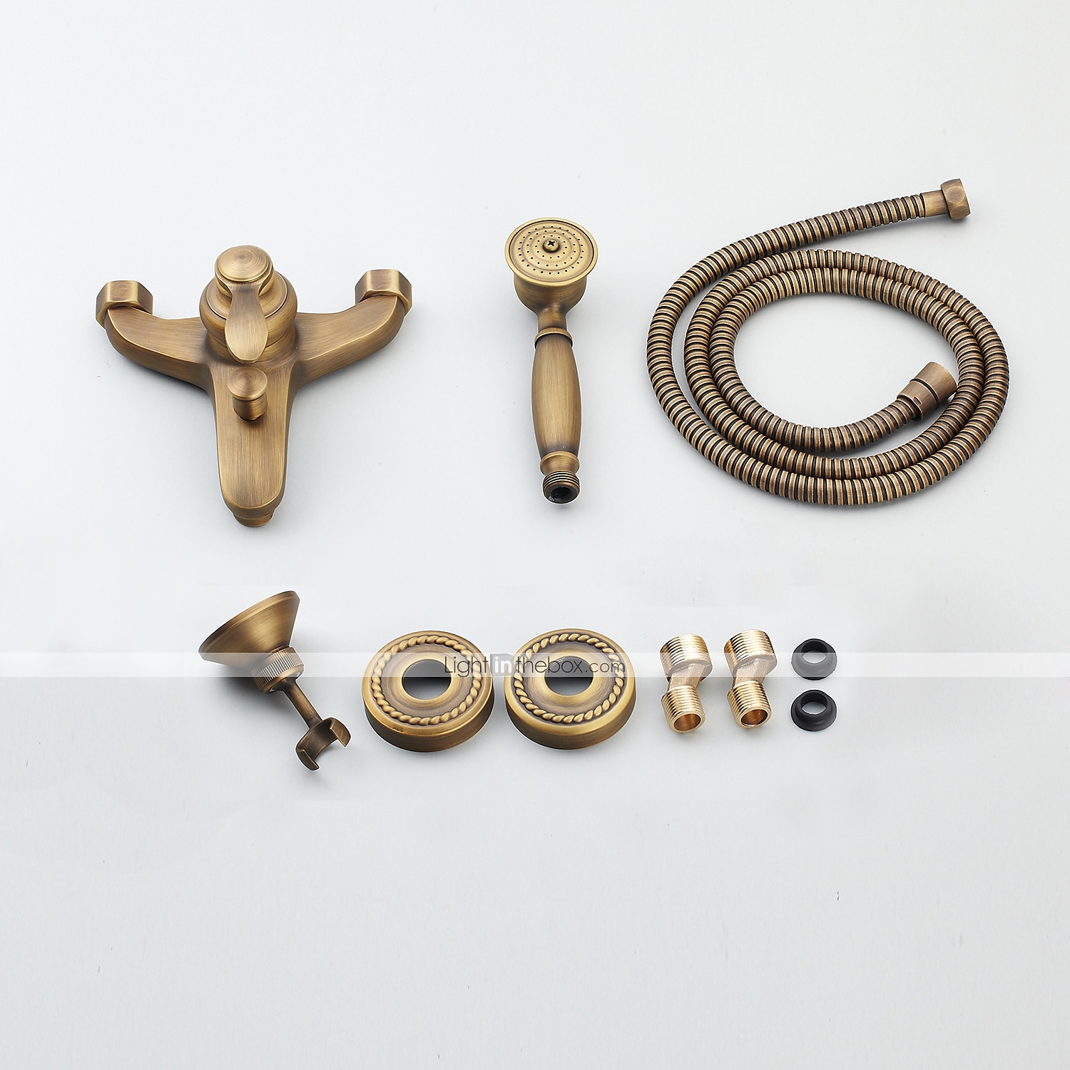 Shower Faucet Set Handshower Included Vintage Style/Country Brass Mount Outside Ceramic Valve Bath Shower Mixer Taps/Single Handle/Yes/Single Handle Three Holes 2025 - $153.99 –P2