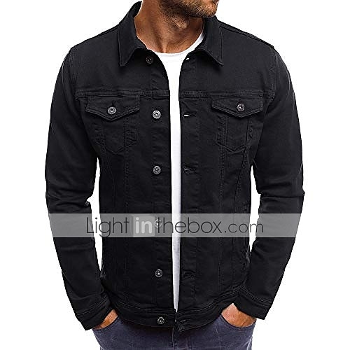 Herr Lättviktsjacka Trucker Jacka Utomhusjacka Sommarjacka Ledigt Dagligen Klassisk Stil Vår Höst Ensfärgat Klassisk & Tidlös Normal Marin Svart Vit Rubinrött Blå Jacka 2025 - $41.99 –P1