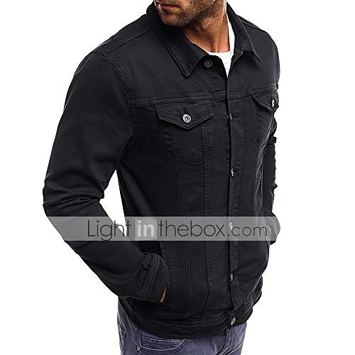 Herr Lättviktsjacka Trucker Jacka Utomhusjacka Sommarjacka Ledigt Dagligen Klassisk Stil Vår Höst Ensfärgat Klassisk & Tidlös Normal Marin Svart Vit Rubinrött Blå Jacka 2025 - $41.99 –P2