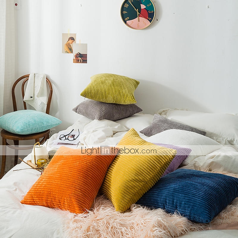 Decorative Toss Pillows Fall Throw Pillow Covers Simple Northern Europe Short Plush Solid Colored Home Office Pillow Case Cover Living Room Bedroom Sofa Cushion Cover Pink Blue Sage Green 2025 - AU $29.99 –P4