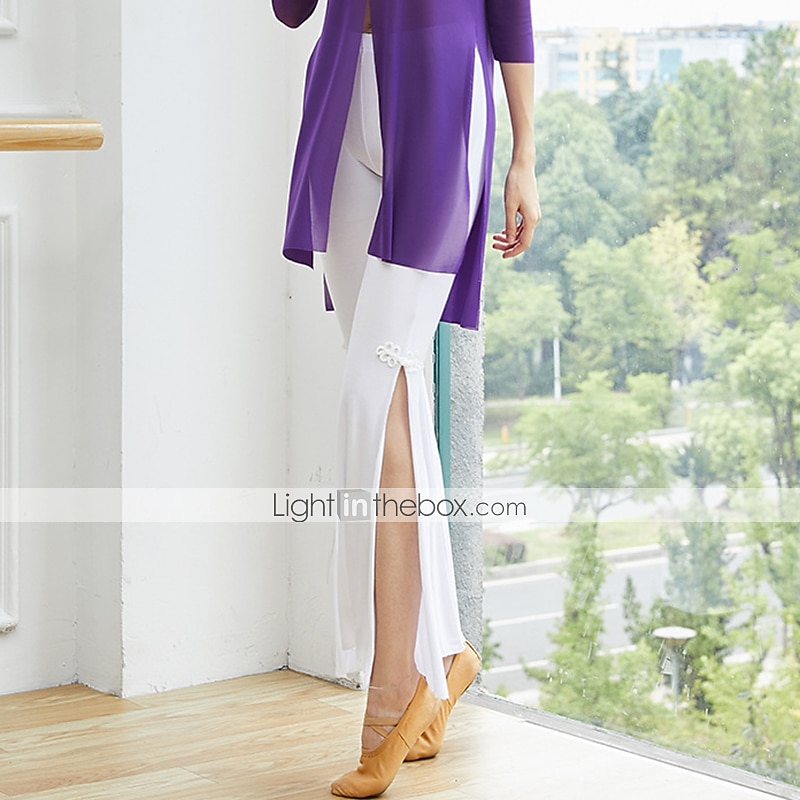 رقص الصالة بنطلونات منفصل لون واحد نسائي التدريب أداء بدون كم ارتفاع متوسط مودال 2026 - $21.99 –P2