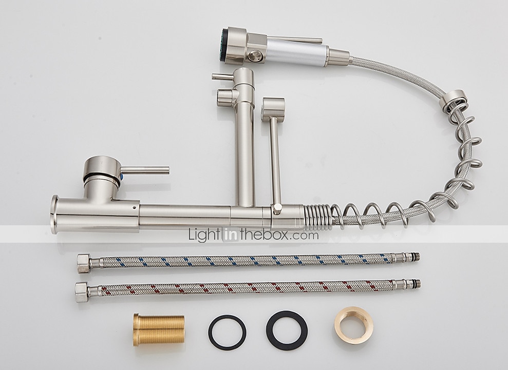Rubinetto da cucina, doccetta estraibile montata sul ponte in ottone cromato Rubinetti da cucina contemporanei con interruttore caldo e freddo del 2025 a $145.99 –P8